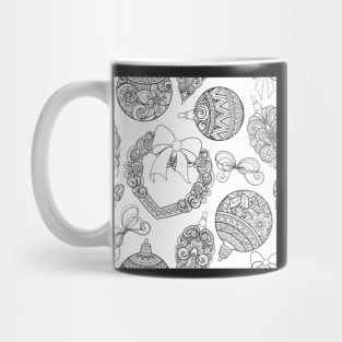 Monochrome Merry Christmas Pattern, New Year Illustration Mug